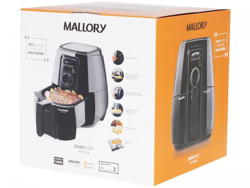 Fritadeira Elétrica Sem óleoair Fryer Mallory Grand Smart Preta 4l Com Timer